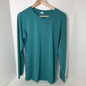 Zyia Active Womens Long Sleeve Workout Shirt 2XL, Teal, Holes/Vented